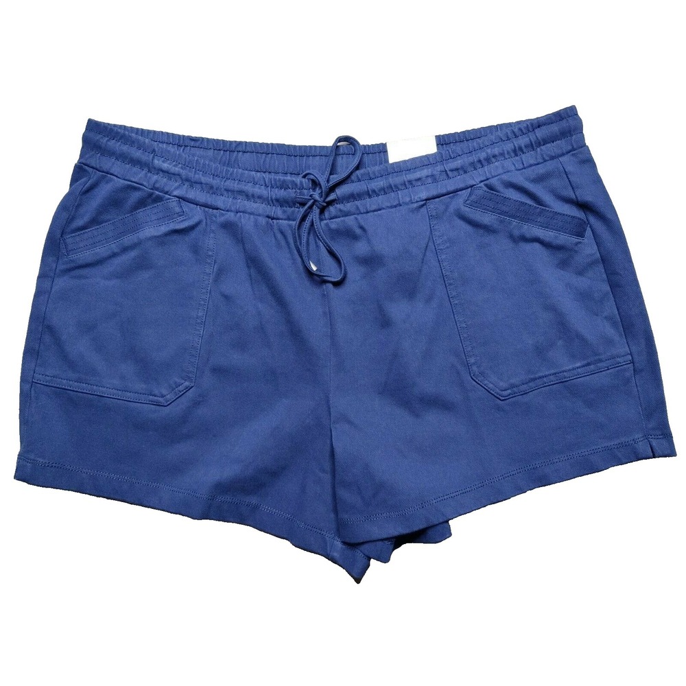 St‎ Johns Bay Women 2XL Navy Blue Pull-On Cotton Stretch 3.5" Shorts NEW